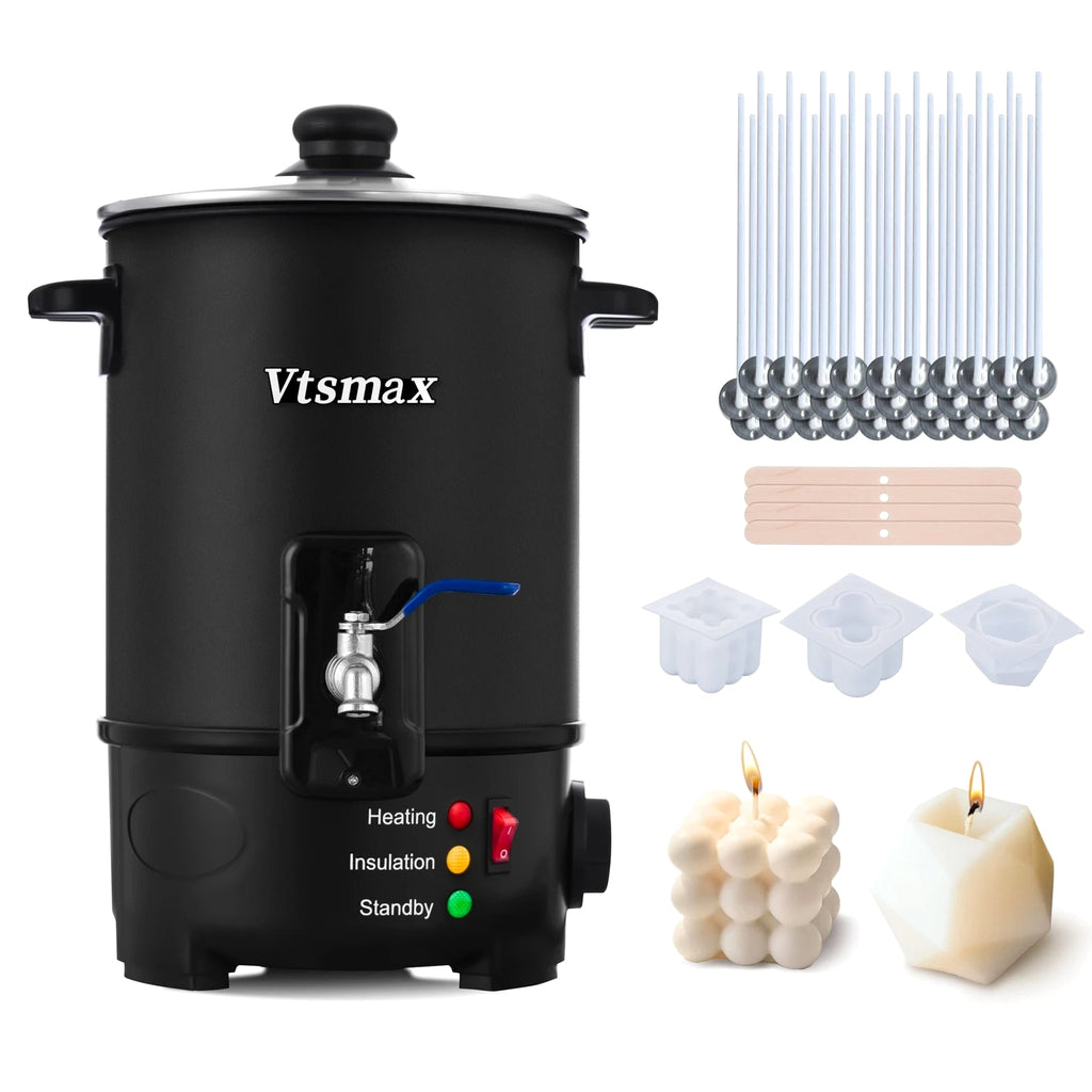 Vtsmax 12Lbs Wax Melter for Candle Making Pot, Temp Control and No-Clog -S