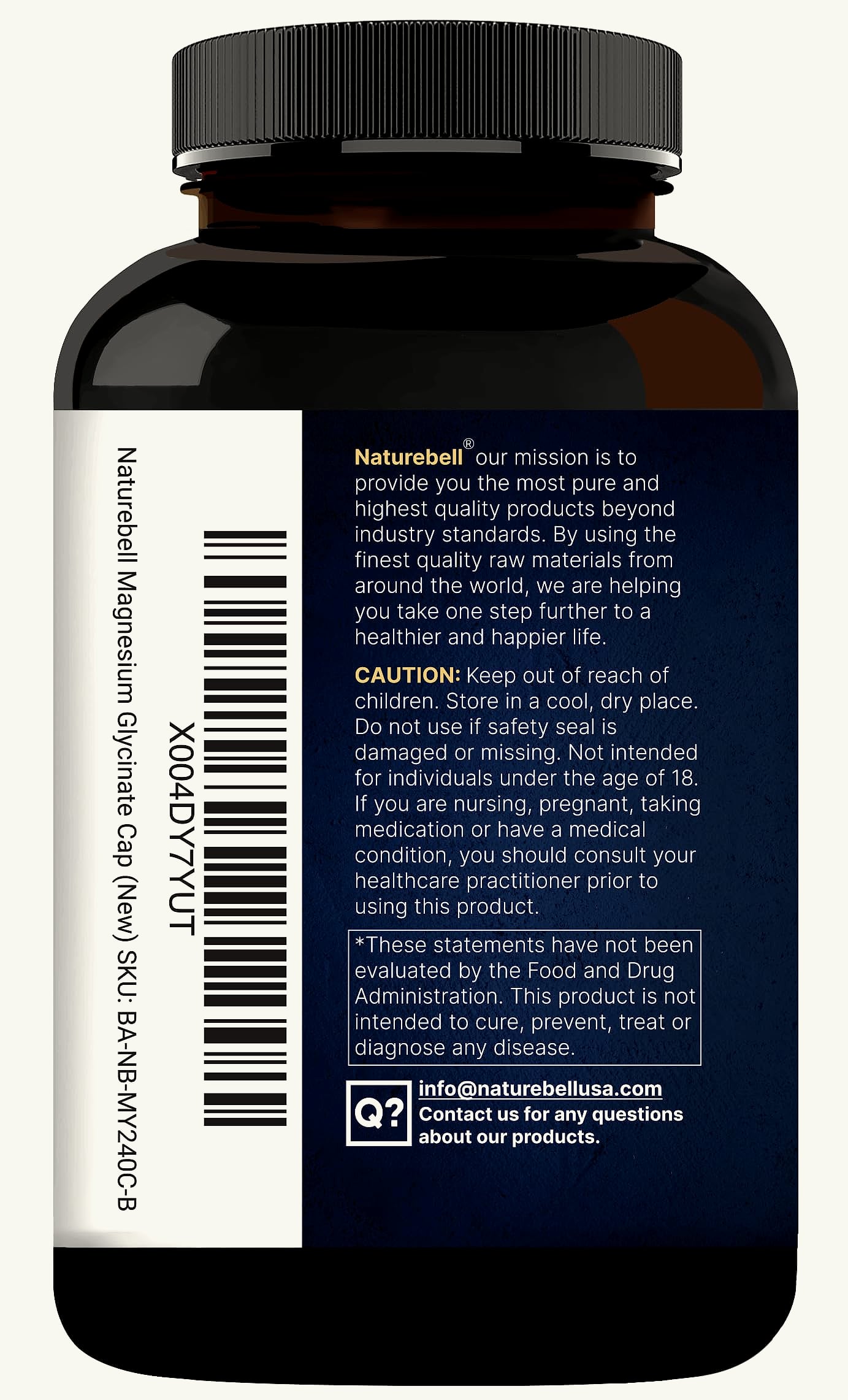 NatureBell Magnesium Glycinate 500mg, 240 Veggie Capsules
