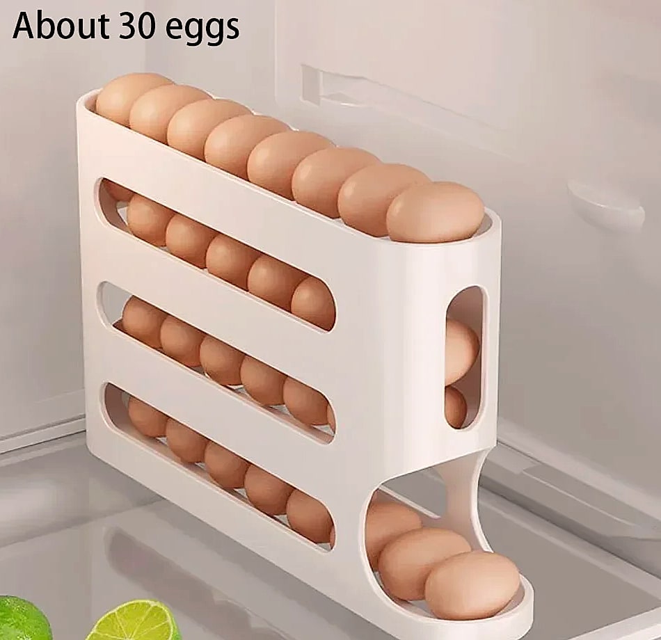 AEHOME 4-Layer Automatic Rolling Egg Holder Fridge Organizer