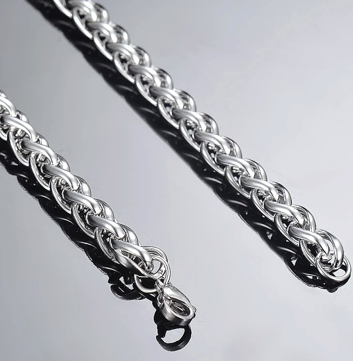 SalaWendy Braided Wheat Chain Necklace Stainless Steel