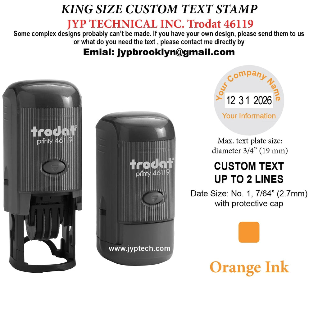 Trodat 46119 Round Rubber Self Inking Stamp 2 Lines Text and Date