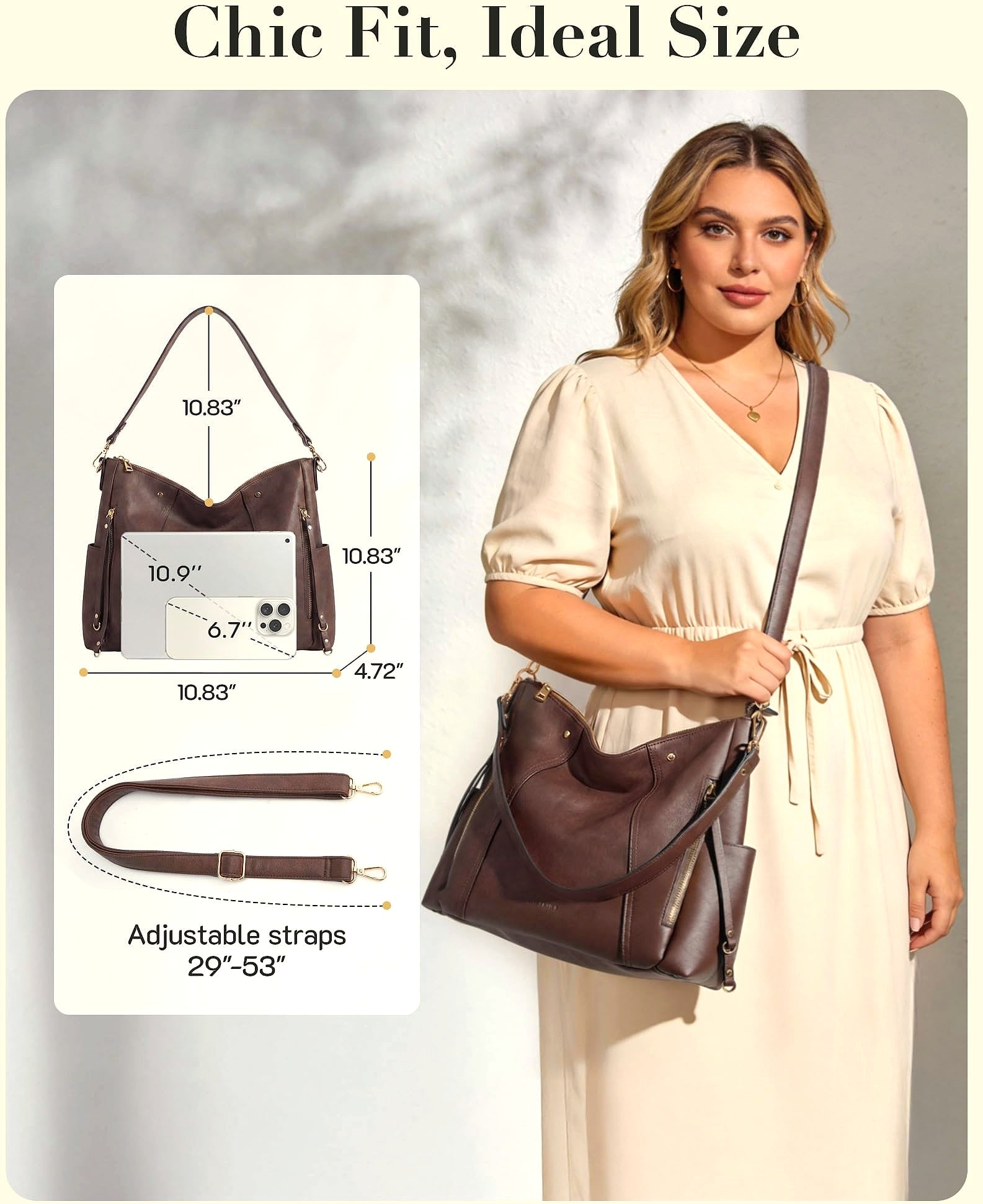 Missnine Hobo Bag Crossbody Purse Vegan Leather Shoulder Tote