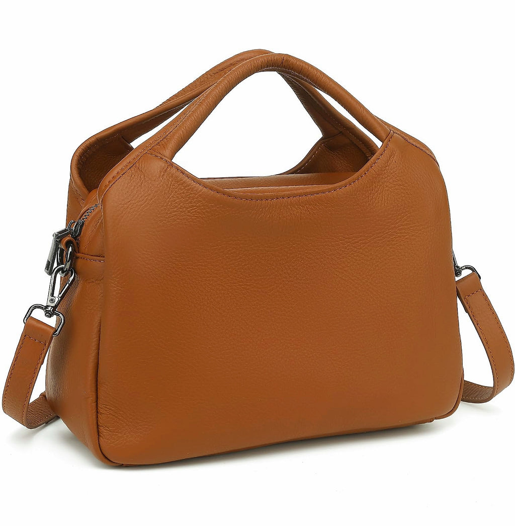 KOGTLA Medium Genuine Leather Handbag with Detachable Satchel Strap