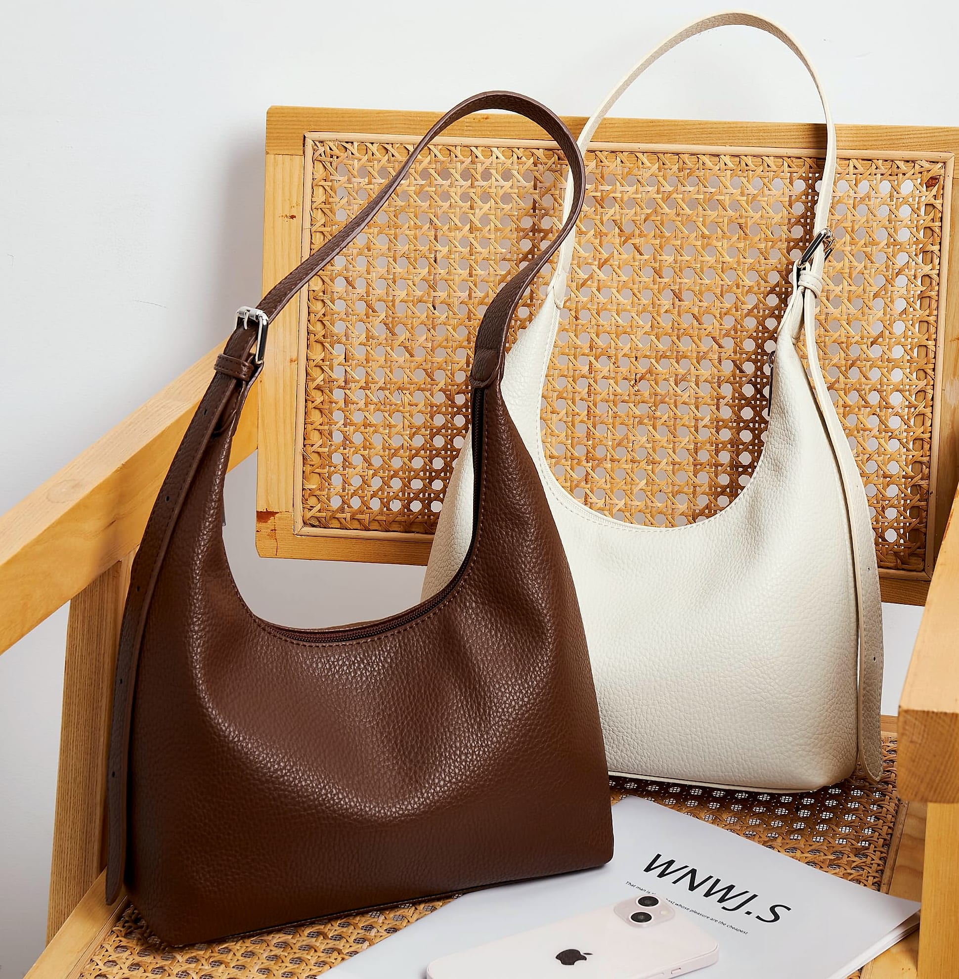 KALIDI Crescent Vegan Leather Tote Bag for Women