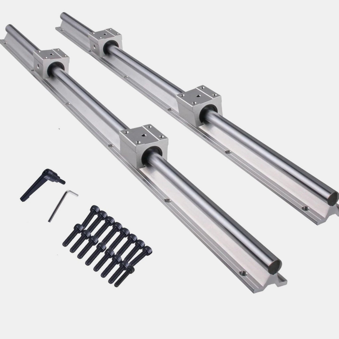 2Pcs SBR12/16/20 Linear Rail Shaft 300mm~1500mm+4 Pcs SBR12/16/20 Bearing Block
