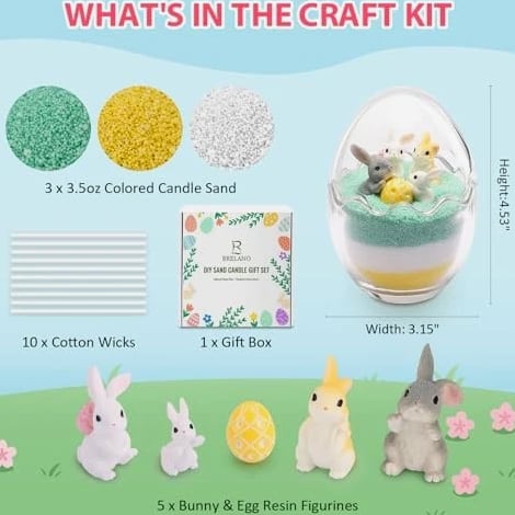 BRELANO Easter Craft Kit for Kids & Adults – DIY Sand Candle Making Kit with
