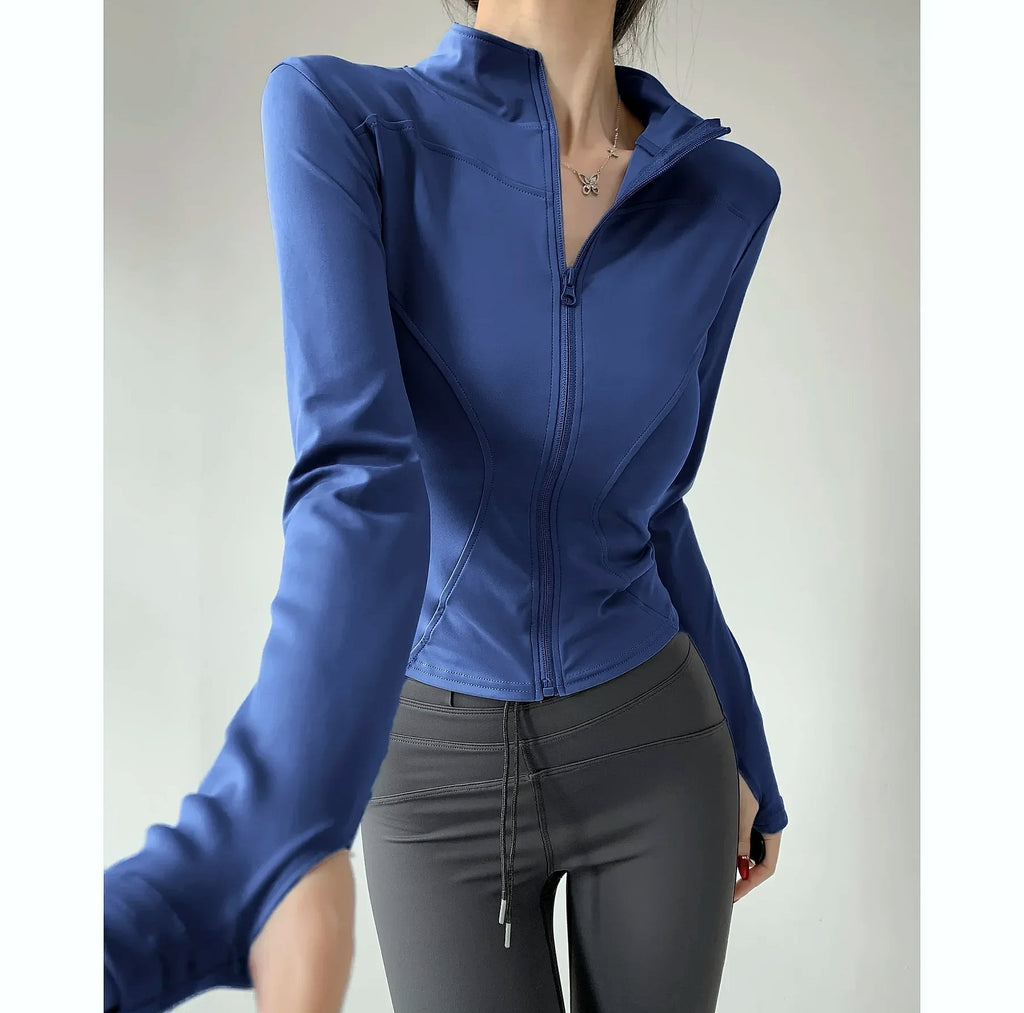 Women's Quick Dry Yoga Jacket Long Sleeve Zip Running Top