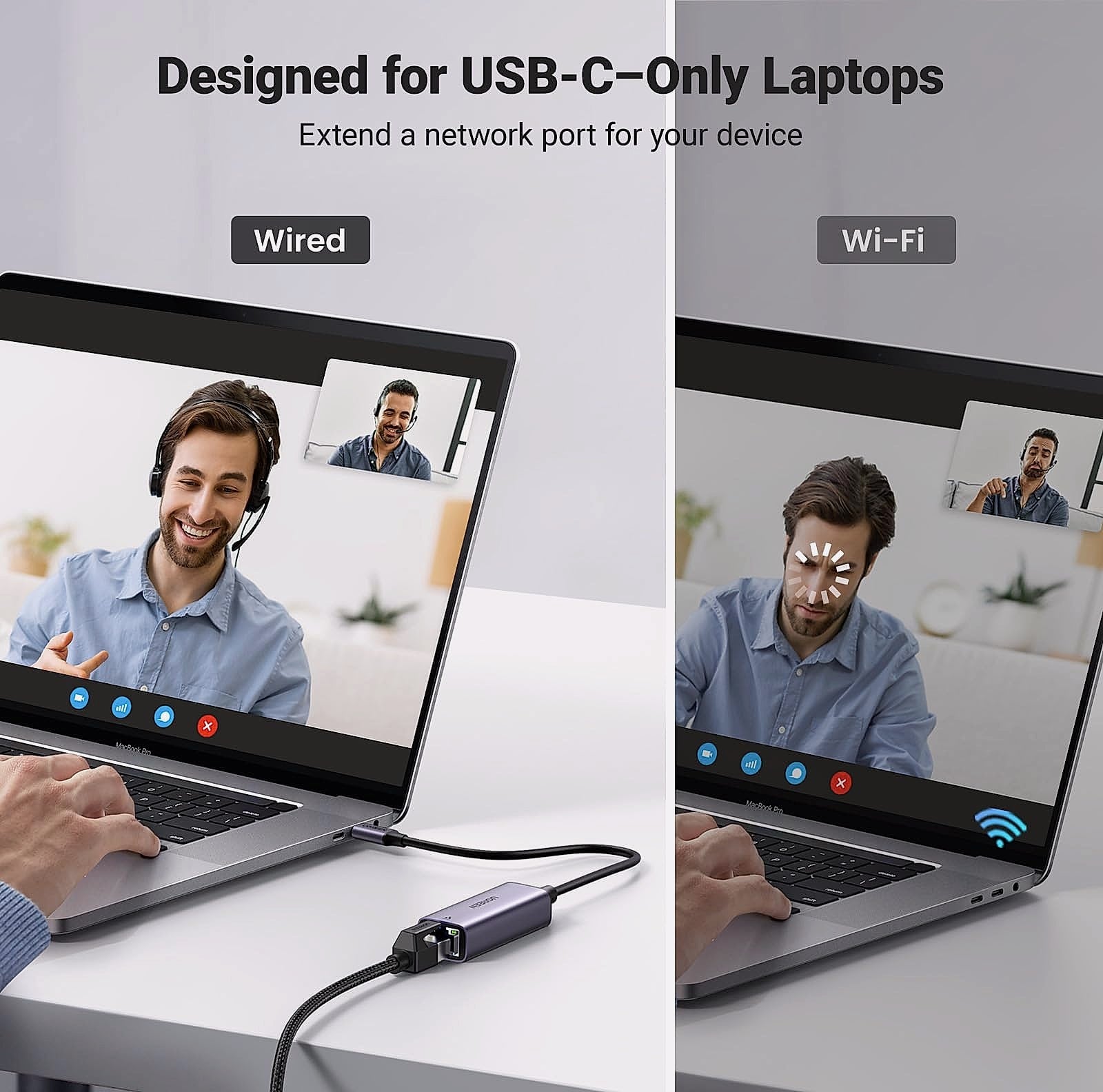 UGREEN USB-C to Ethernet Adapter, 1Gbps RJ45 Network Dongle