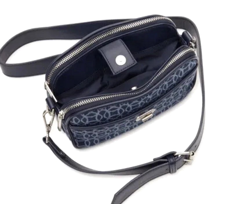 Time and Tru Women's Annamarie Woven Crossbody Bag Purse Handbag Strap Blue  👜