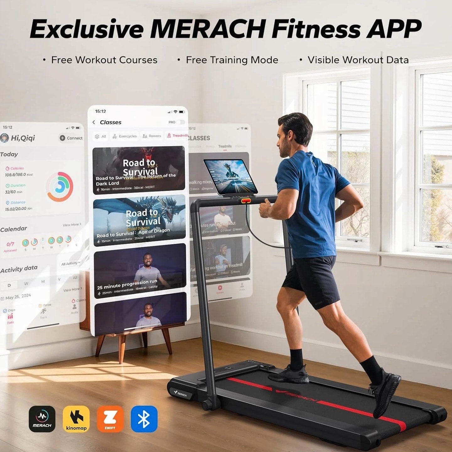 MERACH T05 2-in-1 Folding Walking Pad Small Treadmill for Home 265LBs Capacity