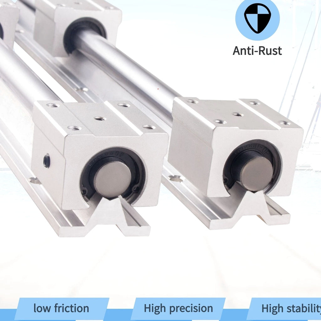 2Pcs SBR12/16/20 Linear Rail Shaft 300mm~1500mm+4 Pcs SBR12/16/20 Bearing Block