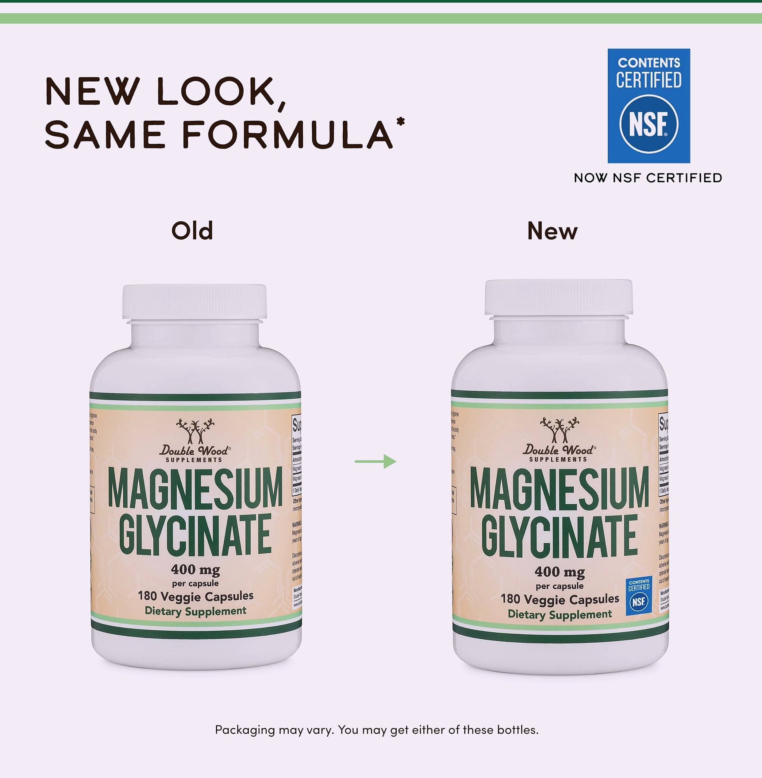 Double Wood Supplements Magnesium Glycinate 400mg, 180 Capsules