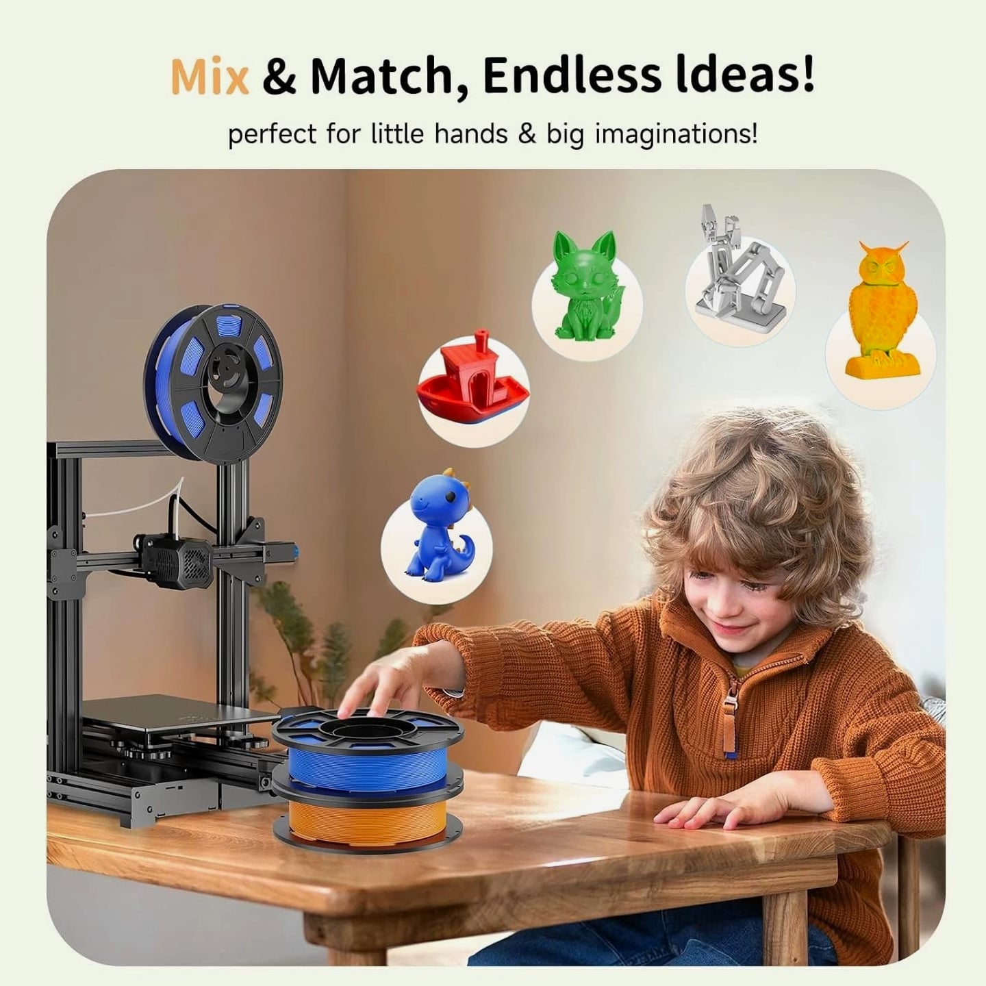 Tangle-Free 2kg CREALITY PETG 8 Color Filament Pack - High-Quality Prints