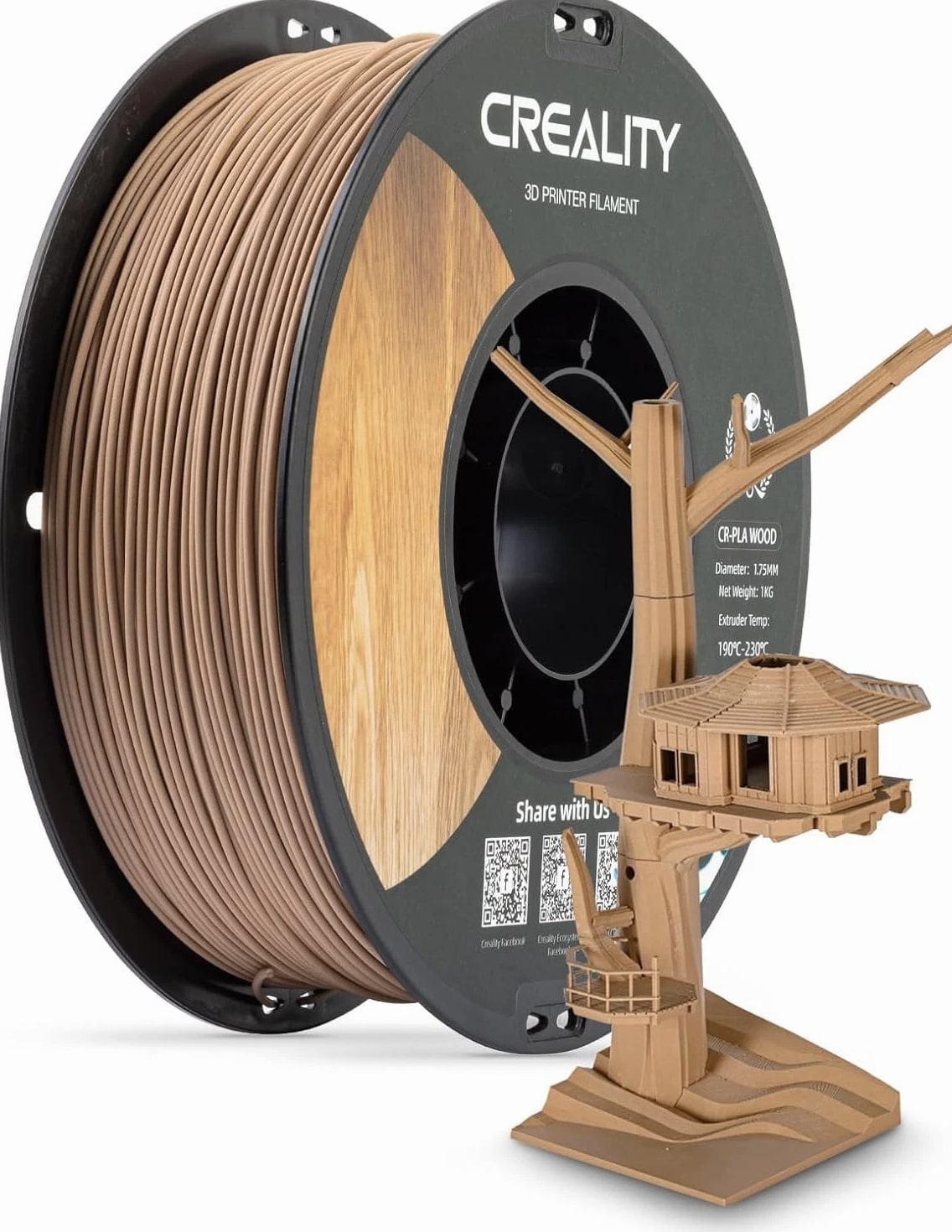 Wood Filament PLA 3D Printer Filament 1.75 mm - Smooth Silk Texture