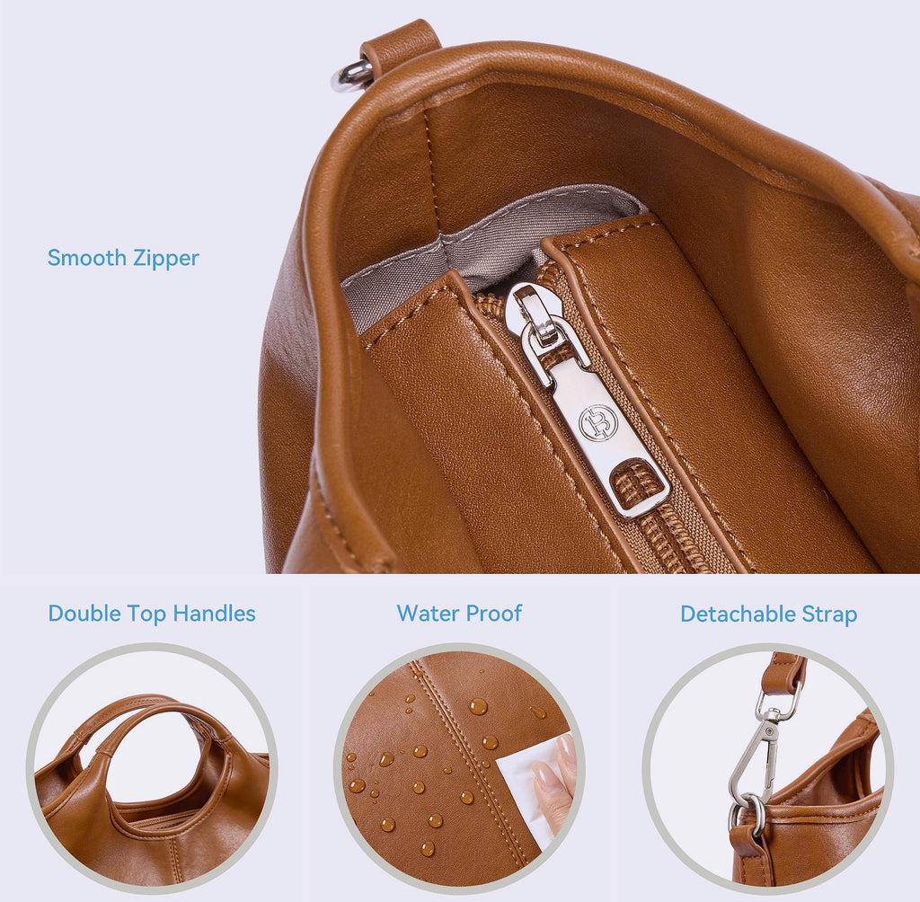 BOSTANTEN Vegan Leather Satchel Handbag with Detachable Strap