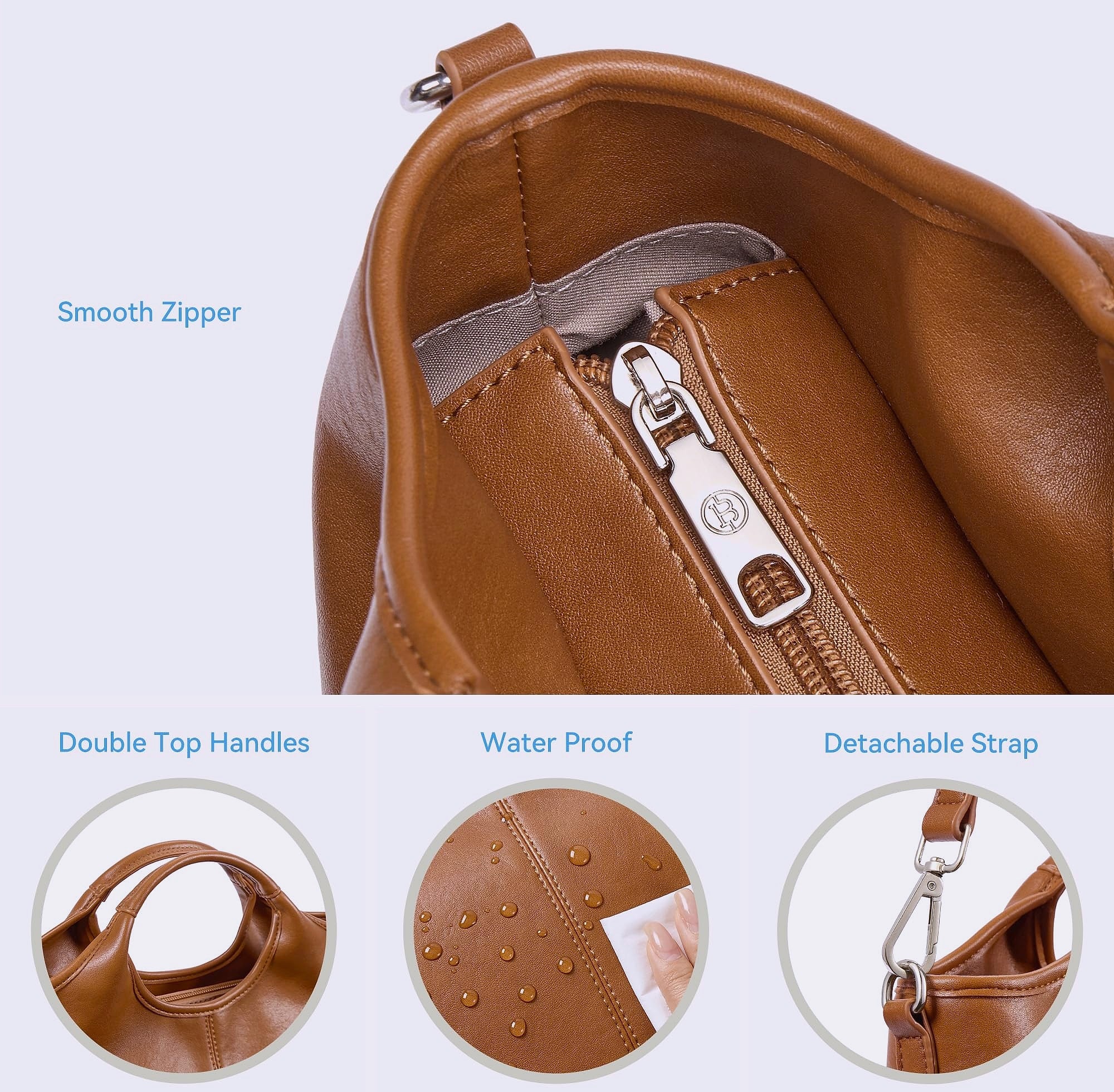 BOSTANTEN Vegan Leather Satchel Handbag with Detachable Strap