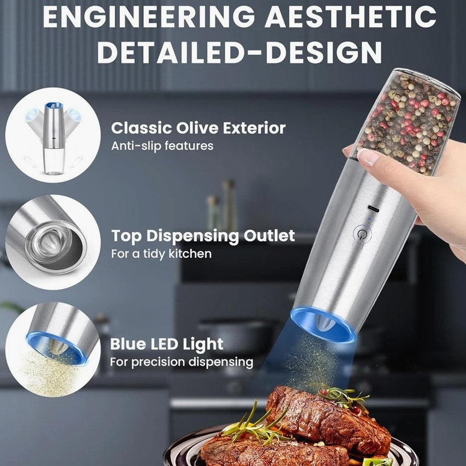 Rechargeable Electric Salt and Pepper Grinder, Adjustable Electric Salt and8190