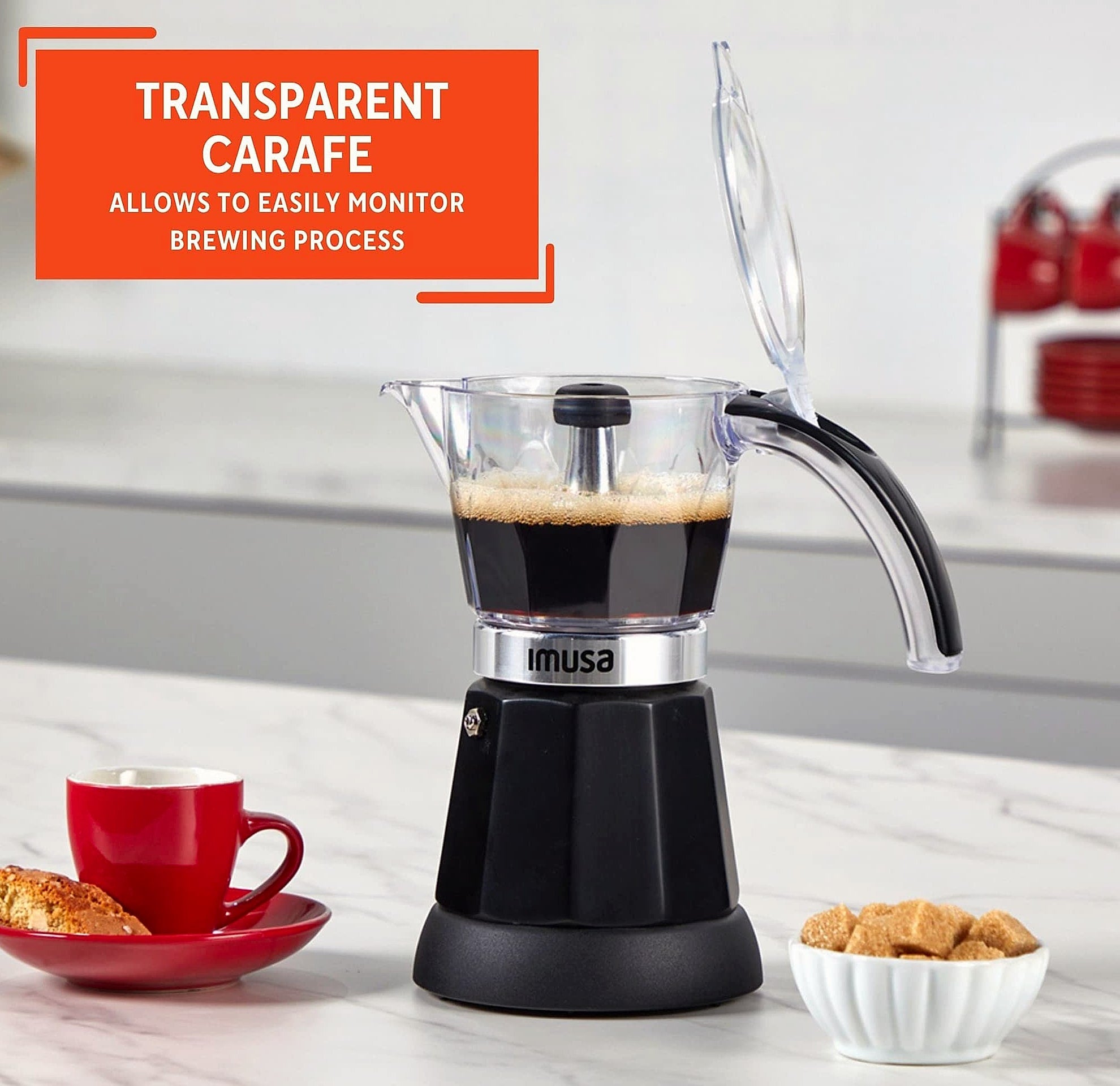 Imusa Electric Espresso Maker, 6 or 3 Cup Moka Coffee Machine