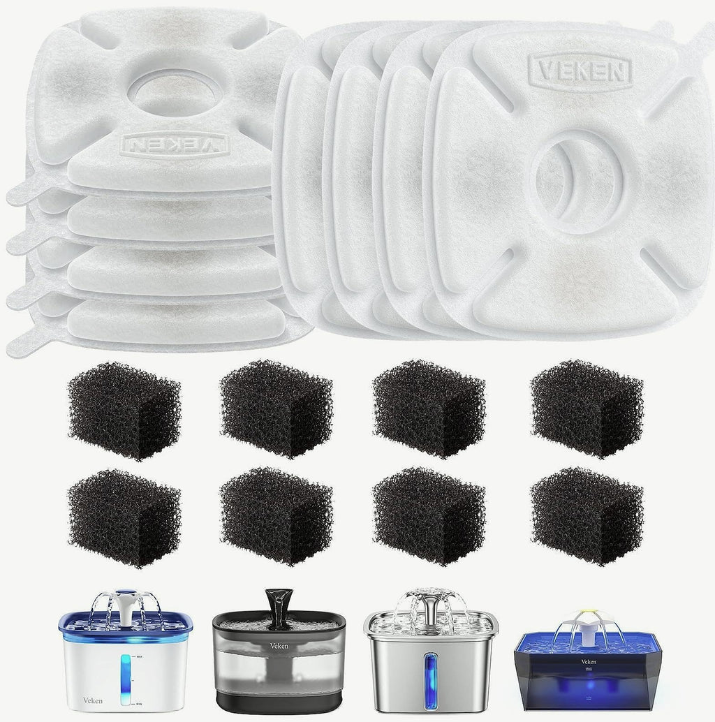Veken Cat Water Fountain Replacement Filters 24 Pack Set