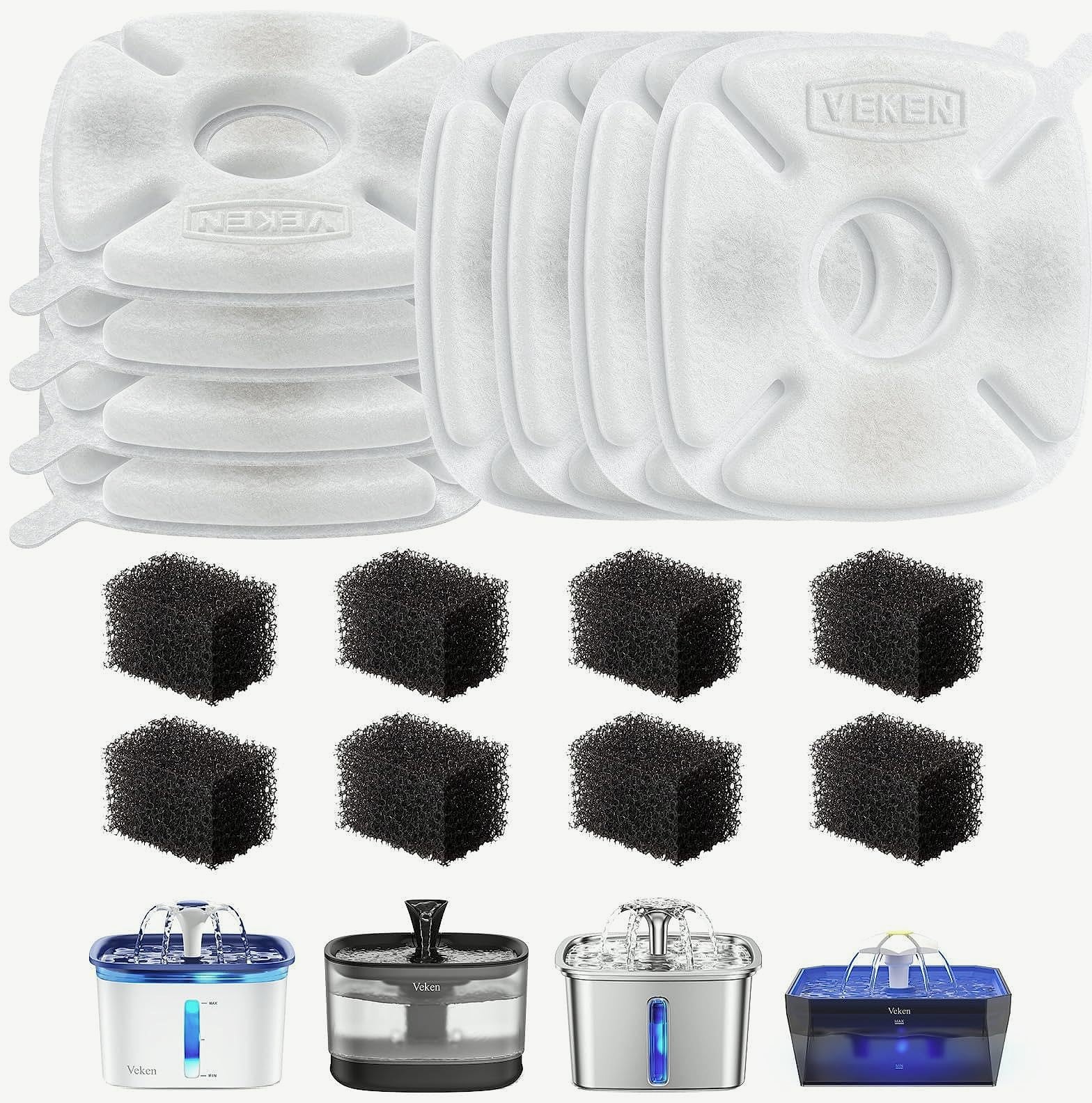 Veken Cat Water Fountain Replacement Filters 24 Pack Set