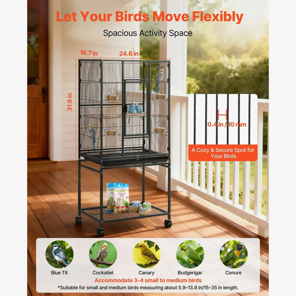 Uimoso Bird Cage with Flat Top, 24.6 x 16.7 x 53.9 inch, Durable Wrought Iron