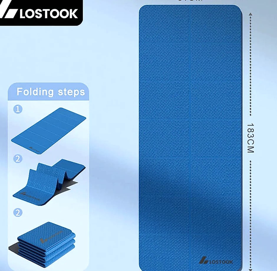 Lostook 4mm TPE Foldable Yoga Mat for Home Workouts