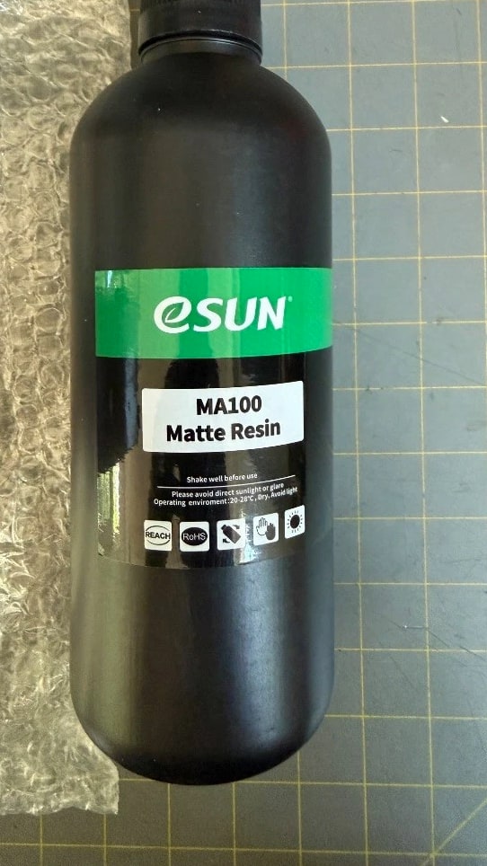 eSUN MA100 Matte Hard & Tough 3D Printer Photopolymer Resin 1kg - Black