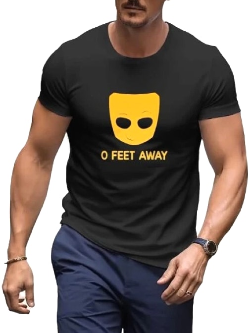 Men's Sexy Black GRINDR Design Short Sleeve Cotton T-Shirt - Gay