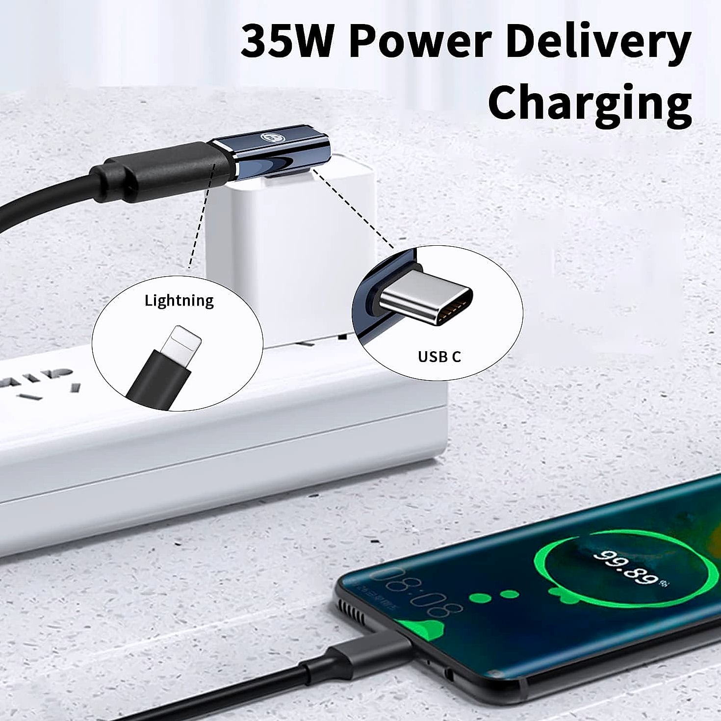 Belcompany USB C to Lightning Adapter 2 Pack, 35W Fast Charging