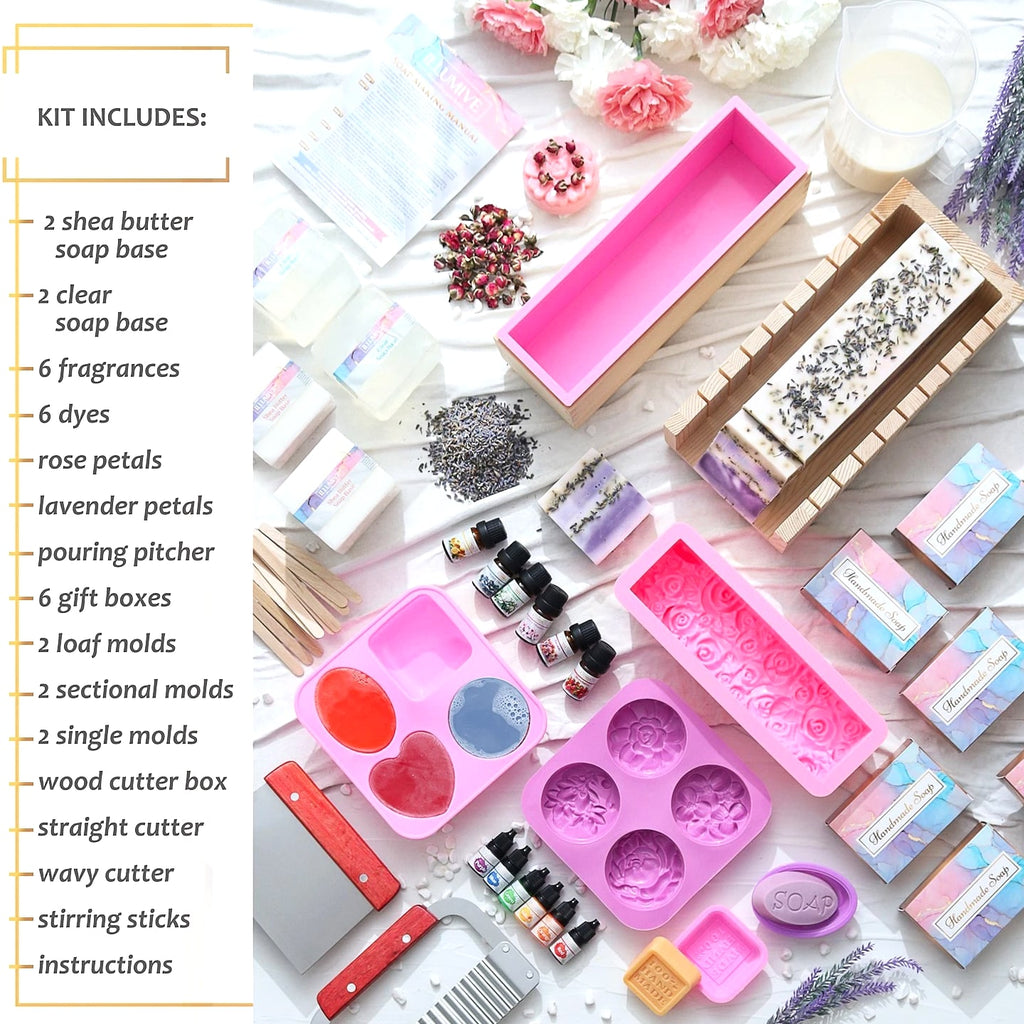 Deluxe DIY Soap Making Kit for Adults & Kids | Melt & Pour Shea Butter + Glycerin Base