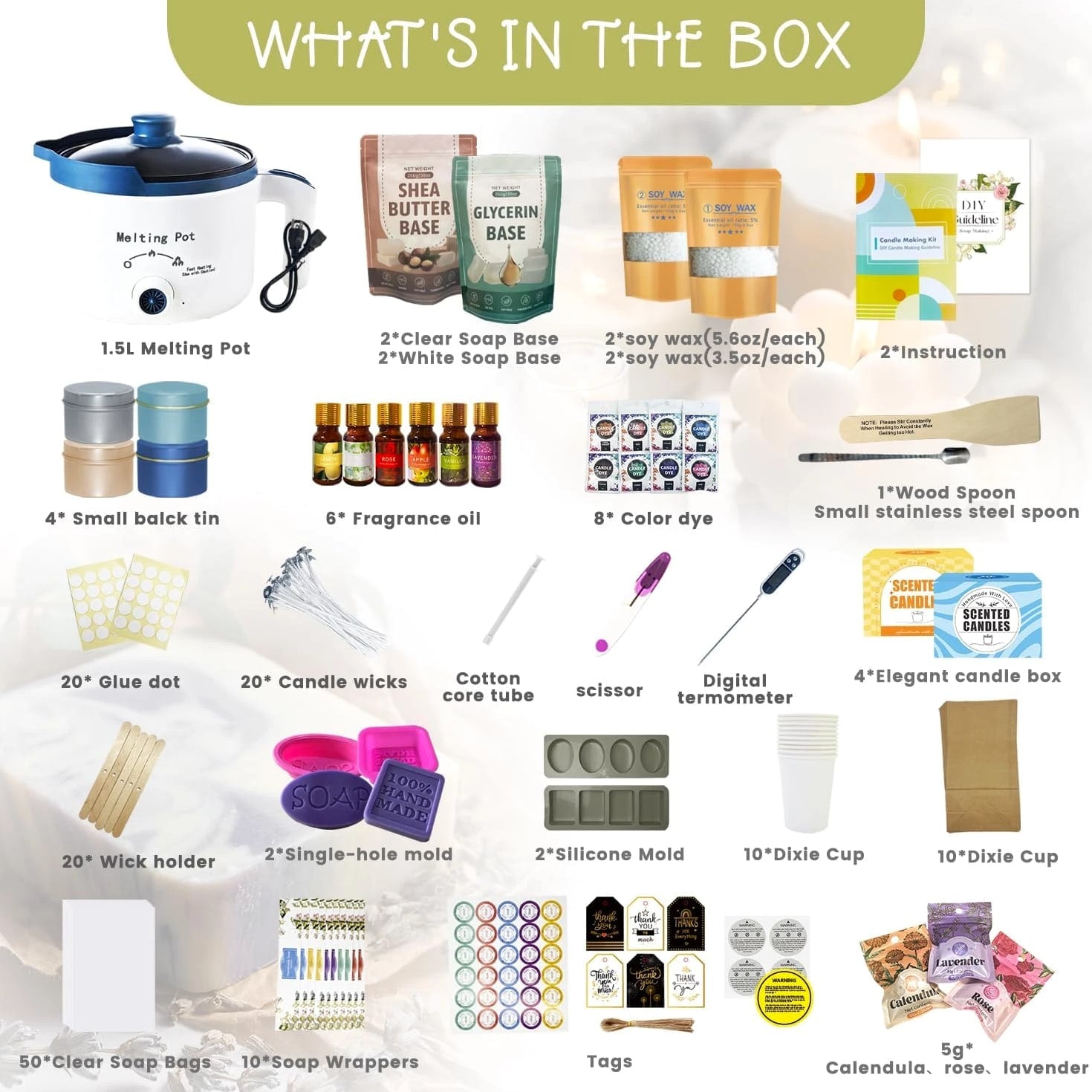 2-In-1 Candle & Soap Making Kit for Beginners, All-In-One Complete DIY Craft Kit