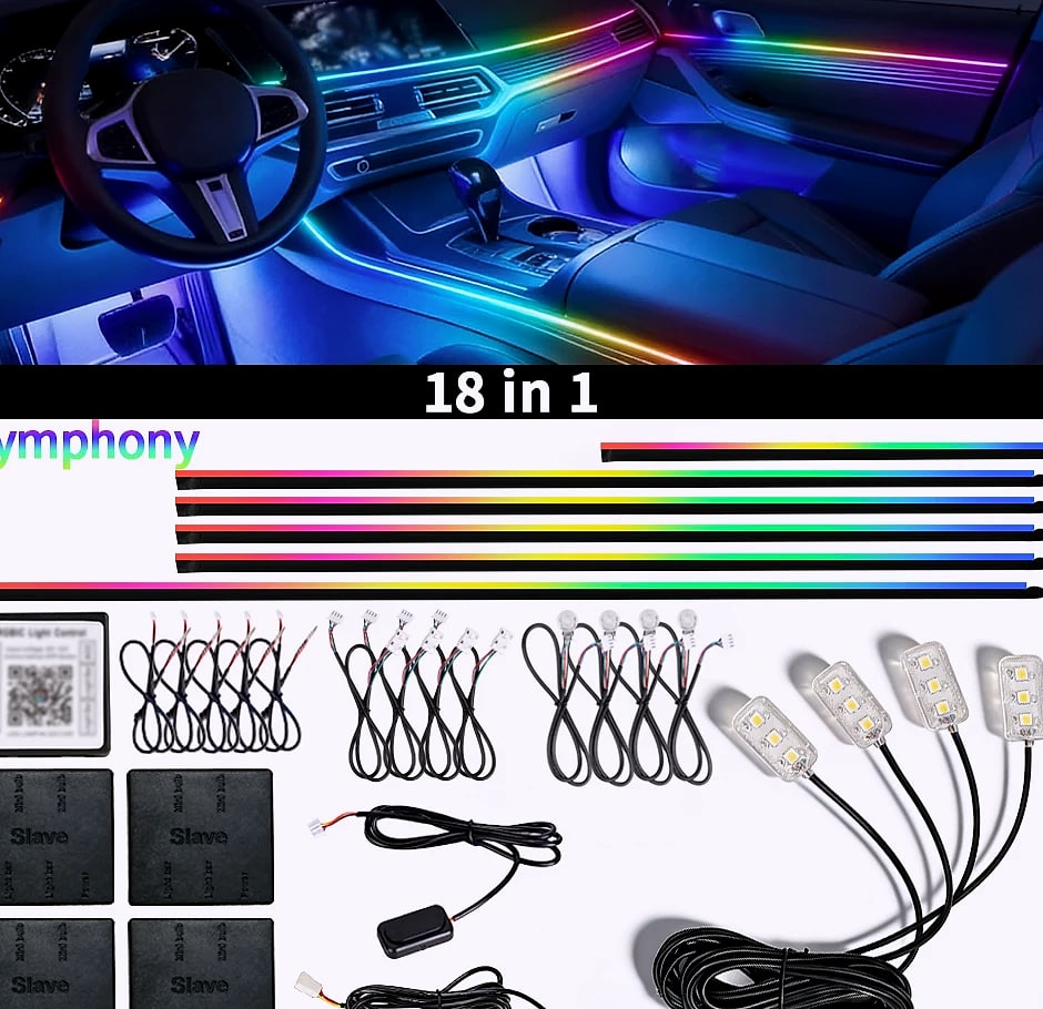 WUMFIRE RGB LED Car Ambient Light Strip Kit with App Control