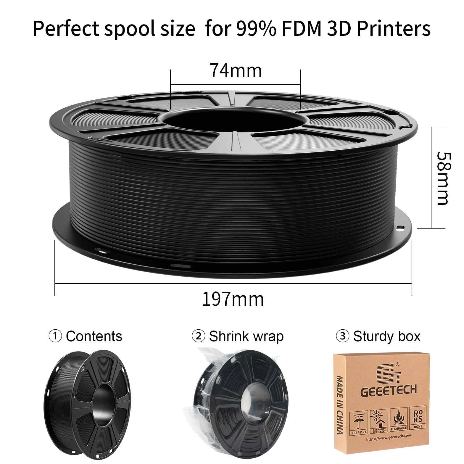 【Buy 6 Get 4 Free!Add 10】GEEETECH 3D Printer Filament PLA /ABS+/PETG/TPU 1KG