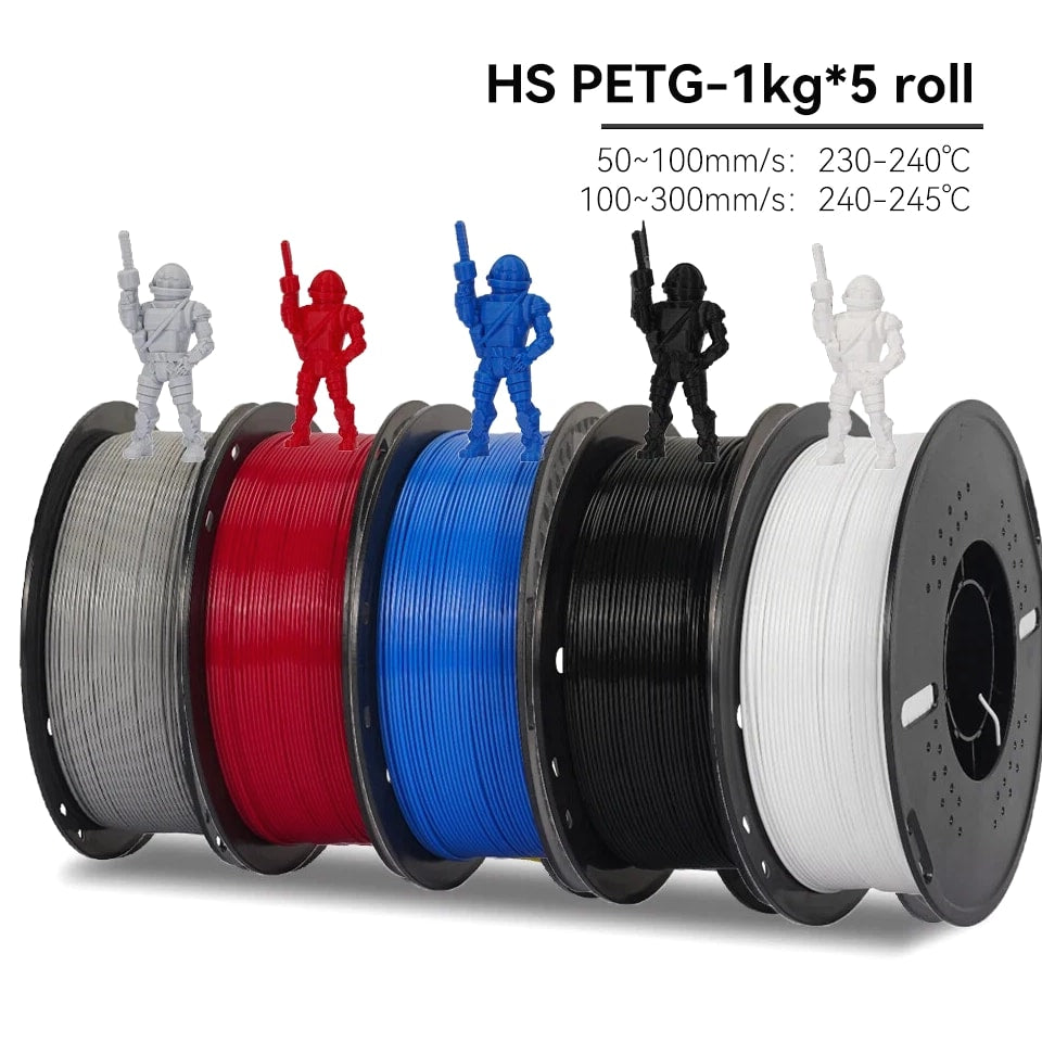 5Roll PLA 3D Printer Filament 1.75mm High Speed Printinng Material for Bambu Lab