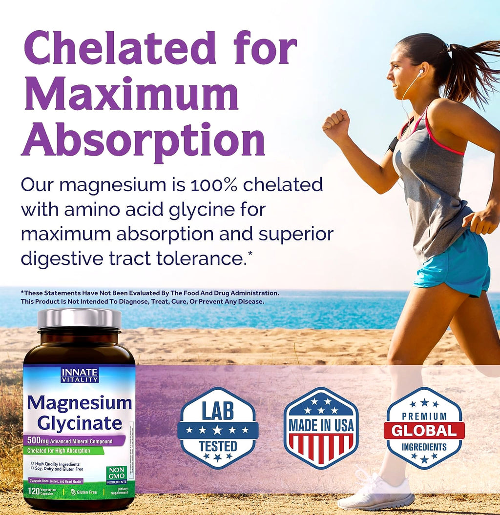 Innate Vitality Magnesium Glycinate 500mg Supplement