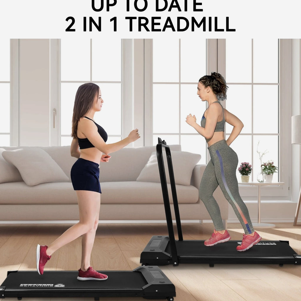 2-in-1 Foldable Treadmill, Compact Walking Pad, Under Desk Electric Treadmill