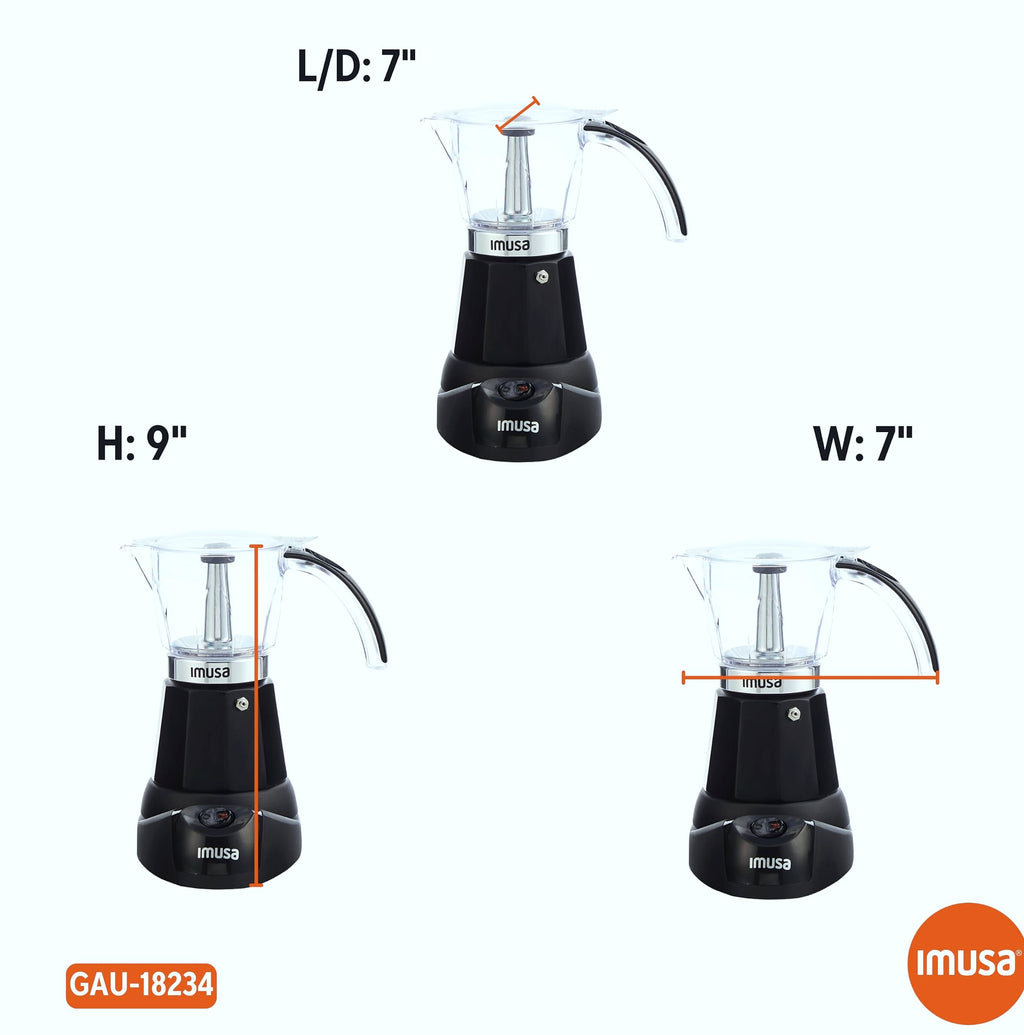 Imusa Electric Espresso Maker, 6 or 3 Cup Moka Coffee Machine