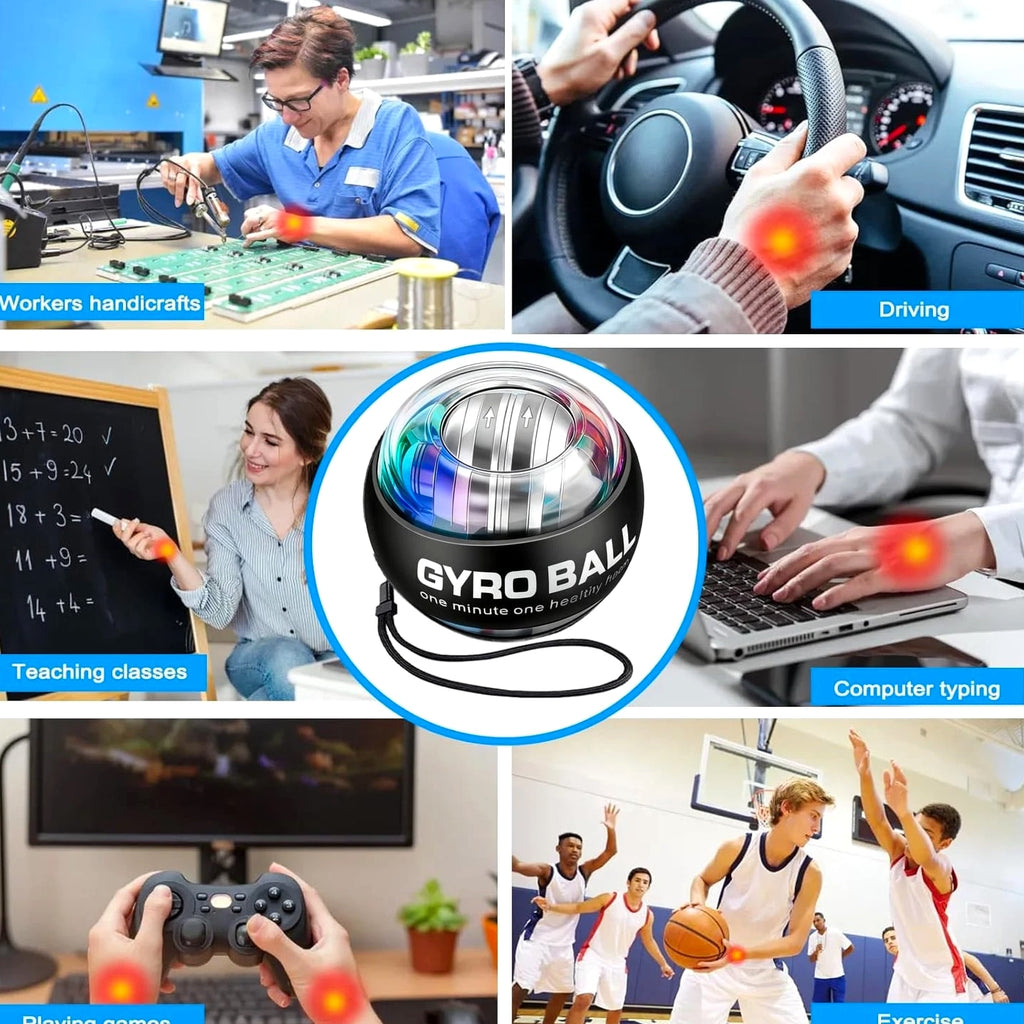 Auto-Start Wrist Power Gyro Ball with LED Lights - Wrist Strengthener