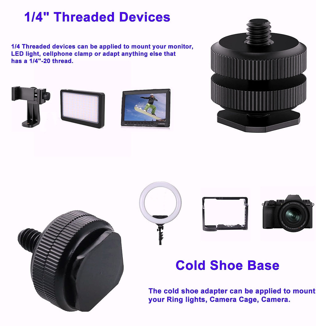 EszkozTA Camera Hot Shoe Mount to 1/4 Tripod Screw Adapter