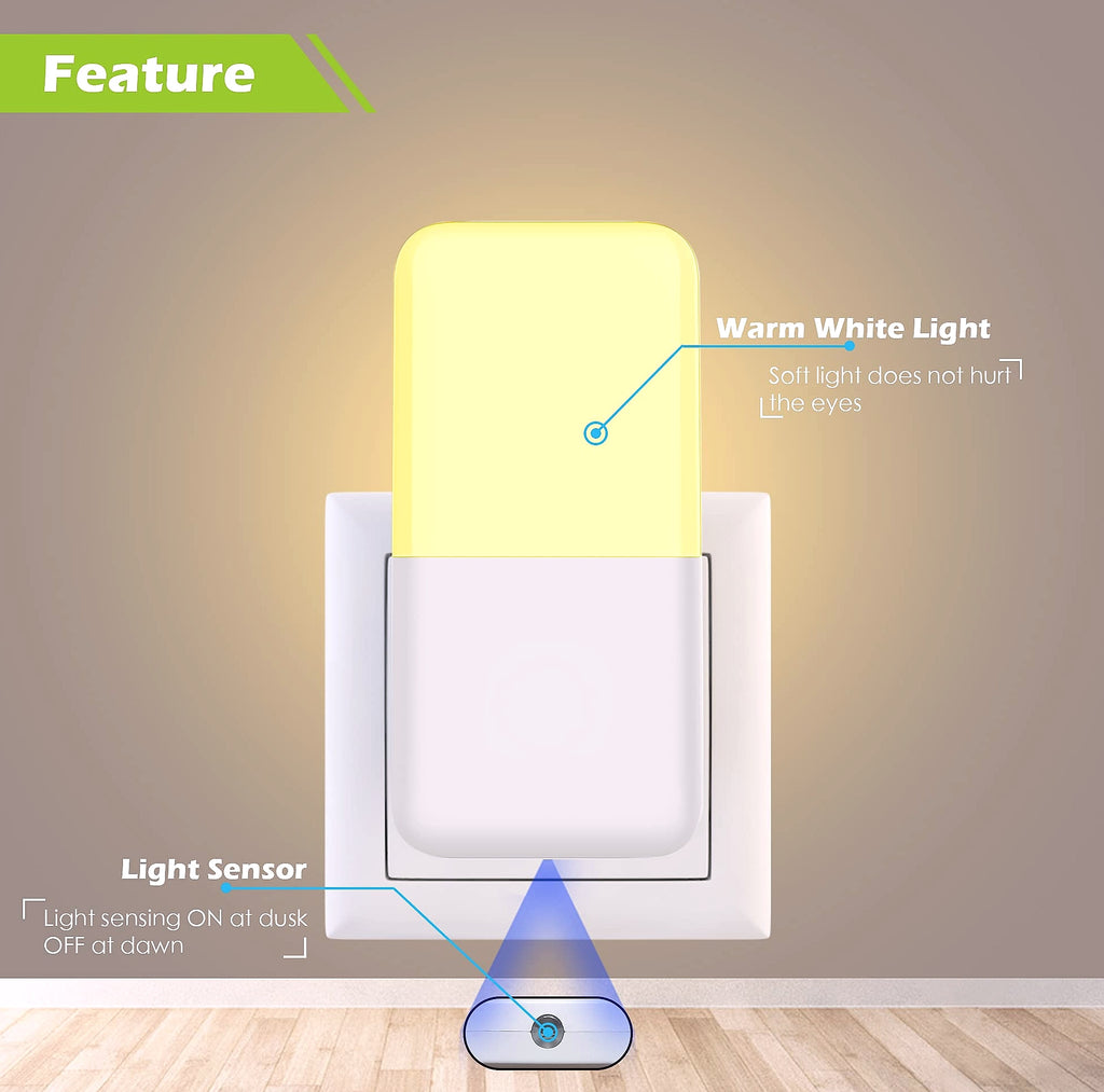 MAZ-TEK Plug-in Night Light with Dusk to Dawn Sensor, 6 Pack