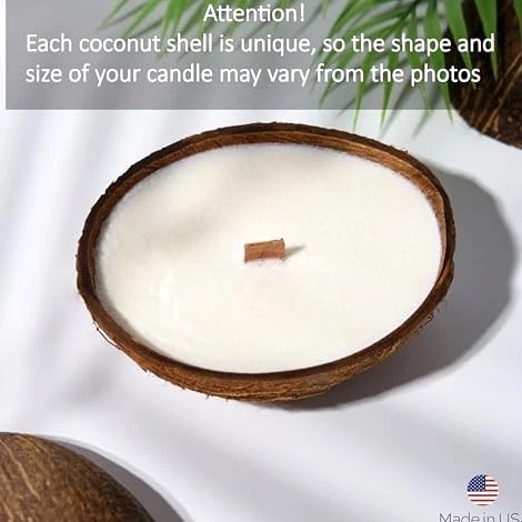 Scented Candles Clearance | Coconut Shell Soy Wax Candle with Wooden Wick | Home Décor