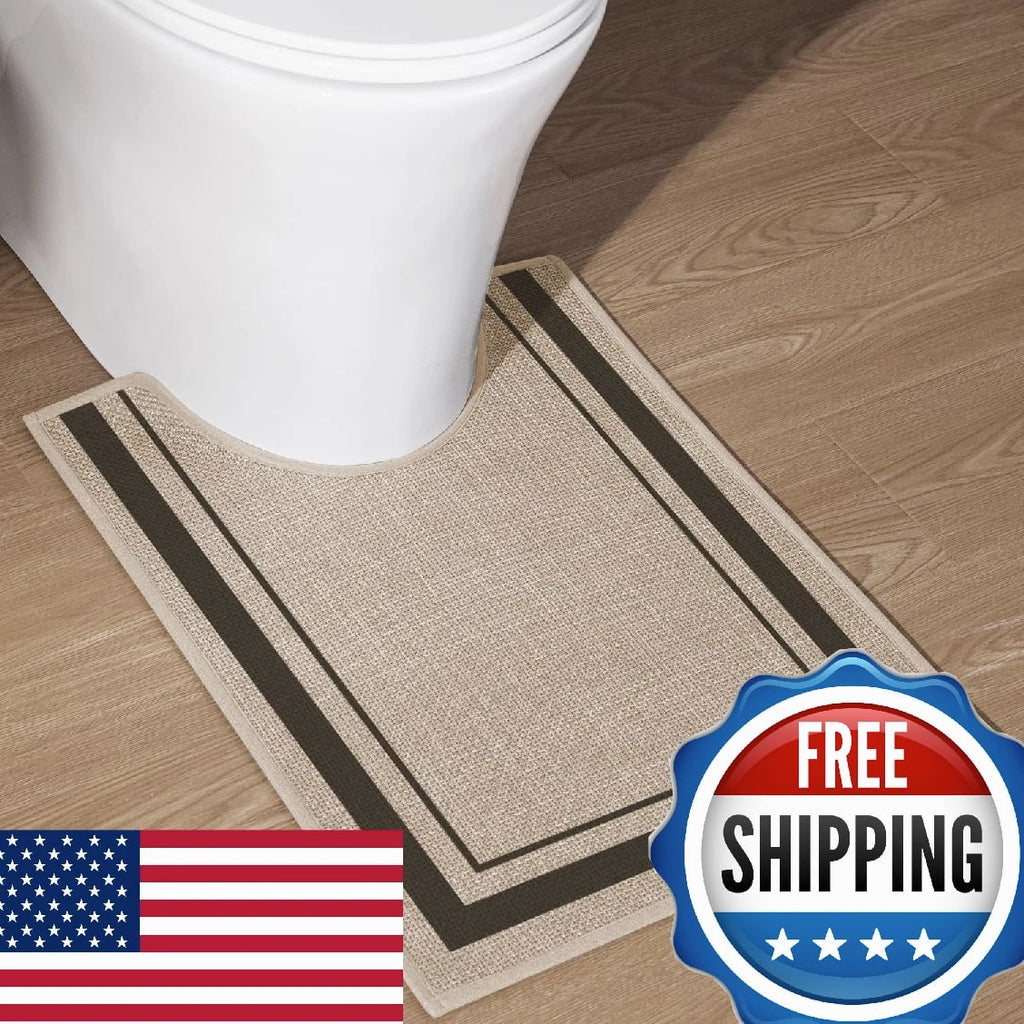 chakme Bathroom Rugs Mat U-Shaped 24x17, Ultra Thin Non Slip Bath Mat Small Quic