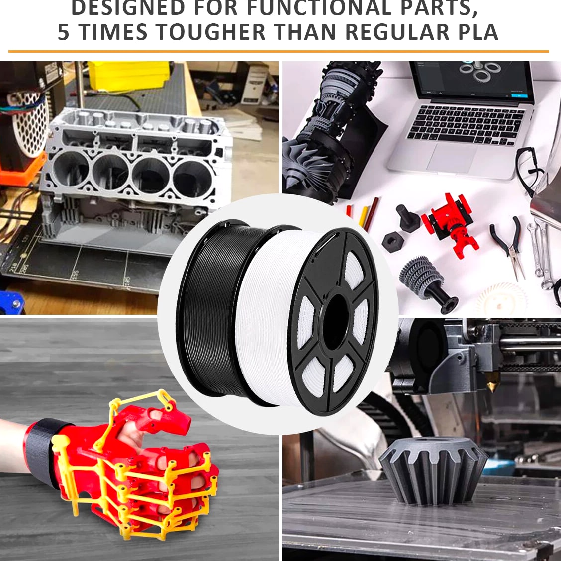 SUNLU 1.75MM PETG Filament Black Color 1KG/2.2LBS 3D Printer Consumables