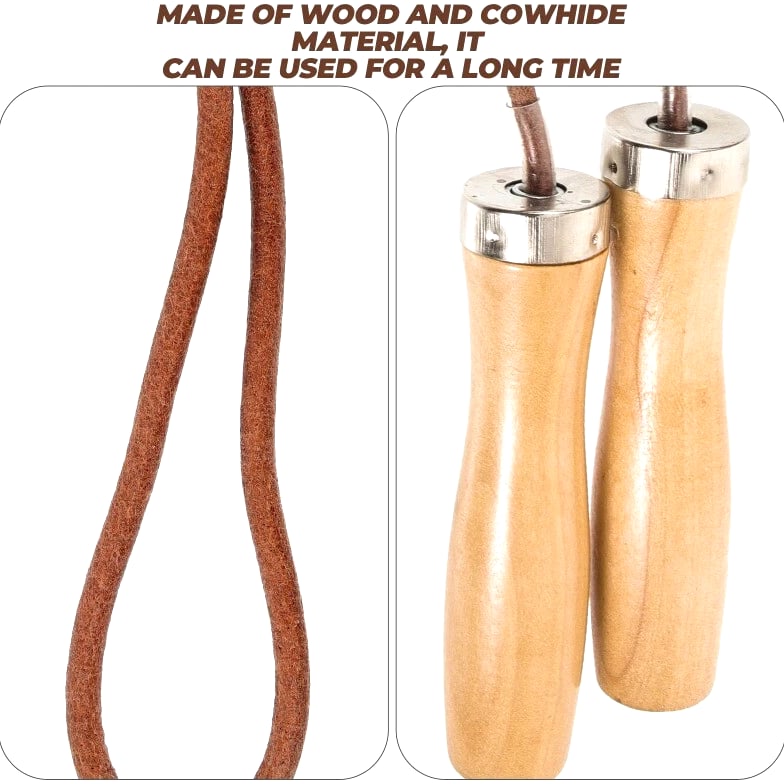 Fitness equipment, skipping rope exercise, indoor and outdoor, wooden handle