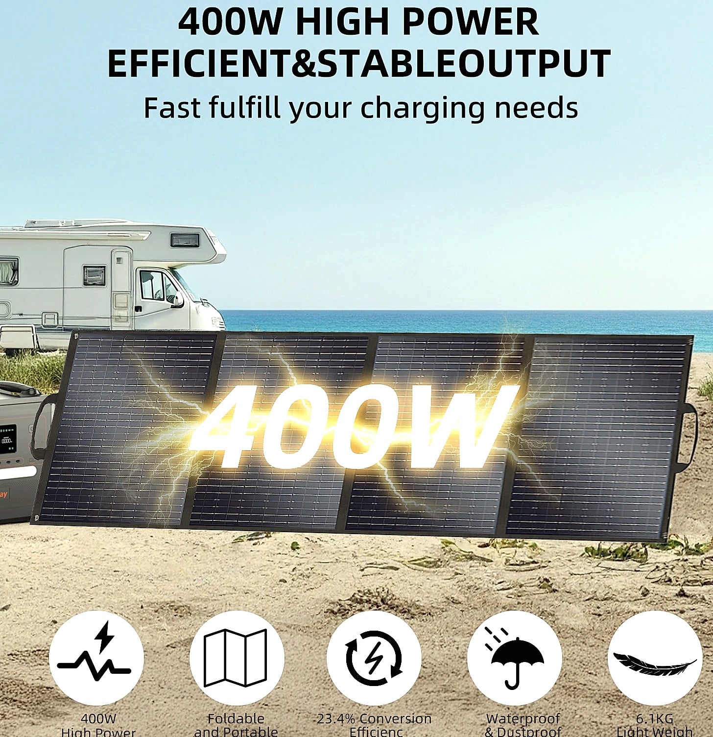 SOLARPLAY 400W Foldable Solar Panel, 23.4% Efficiency