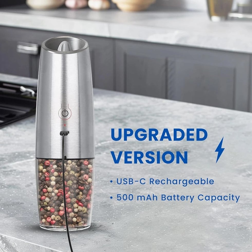 Rechargeable Electric Salt and Pepper Grinder, Adjustable Electric Salt and5817