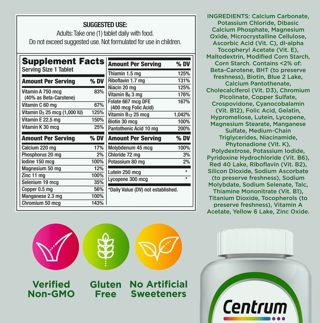 Centrum Silver Multivitamin for Adults 50 Plus, 220 Count