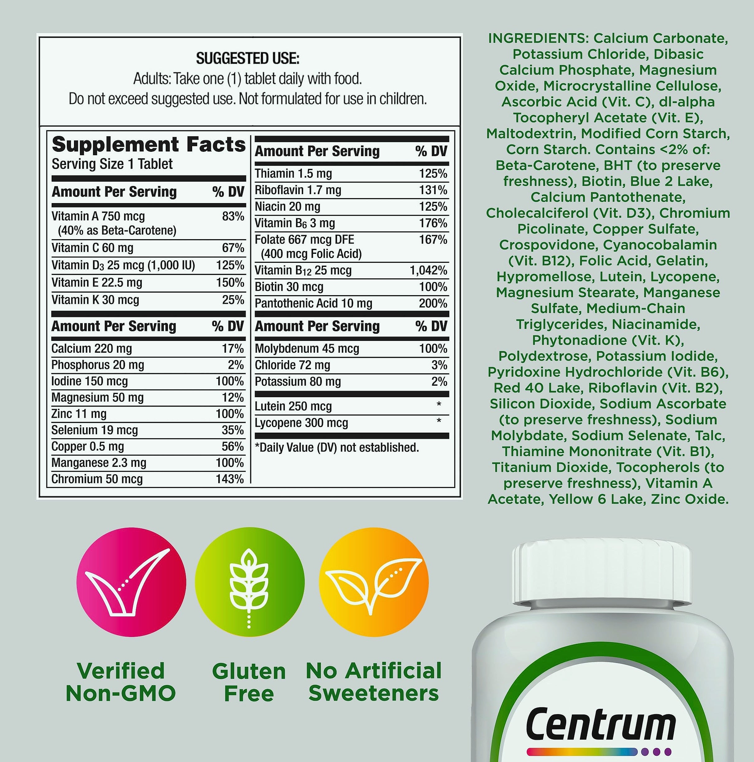 Centrum Silver Multivitamin for Adults 50 Plus, 220 Count