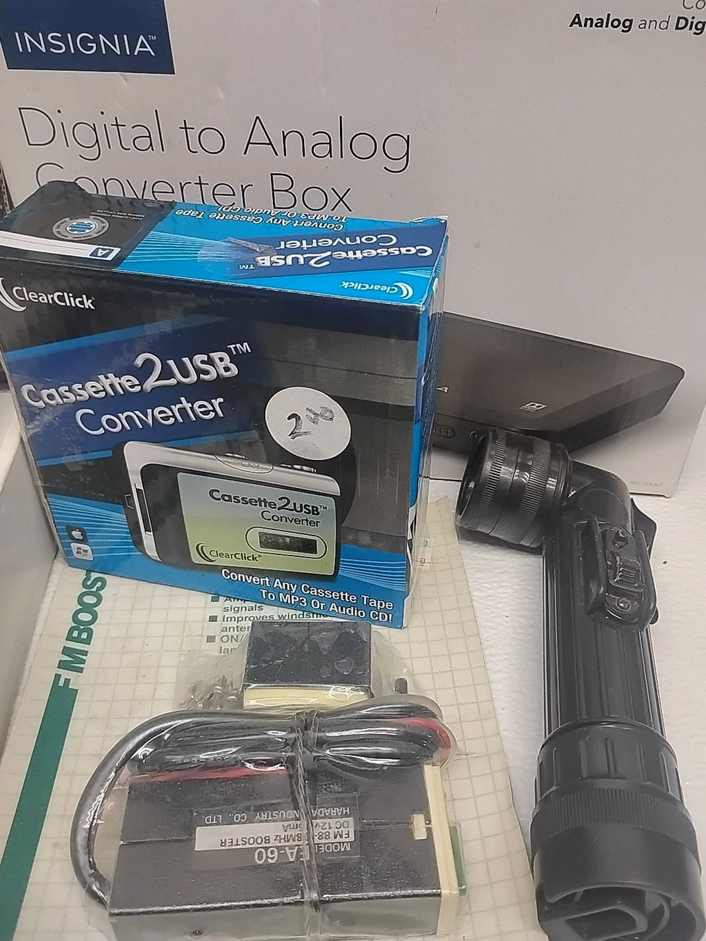 Electronics Mixed Lot Junk Collection Antennas Gadgets Converters Flashlight....