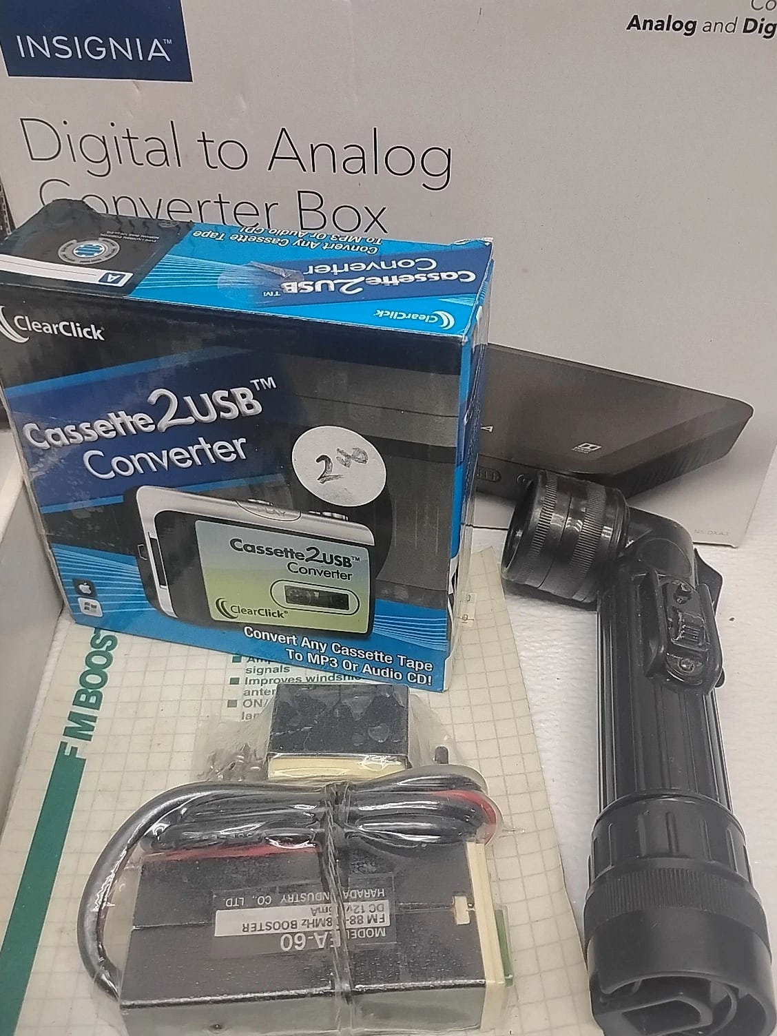 Electronics Mixed Lot Junk Collection Antennas Gadgets Converters Flashlight....